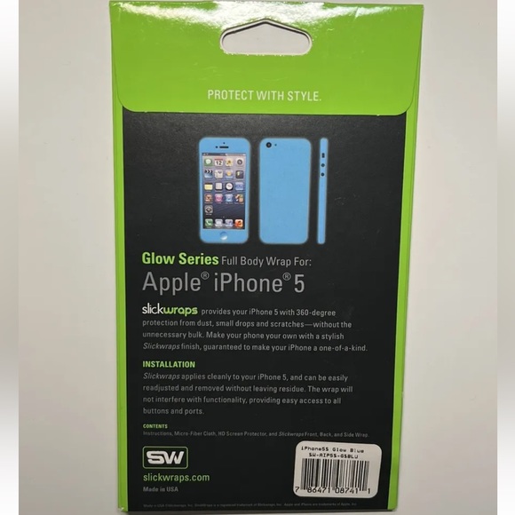 Slickwraps Glow Series Protective Film for iPhone 5 - Vivid Blue - Picture 2 of 2